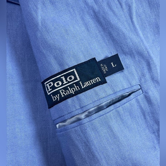 NWT Polo Ralph Lauren L Made in Italy 100% Linen Sport Coat Surgeon Cuff Blue - Picture 5 of 13